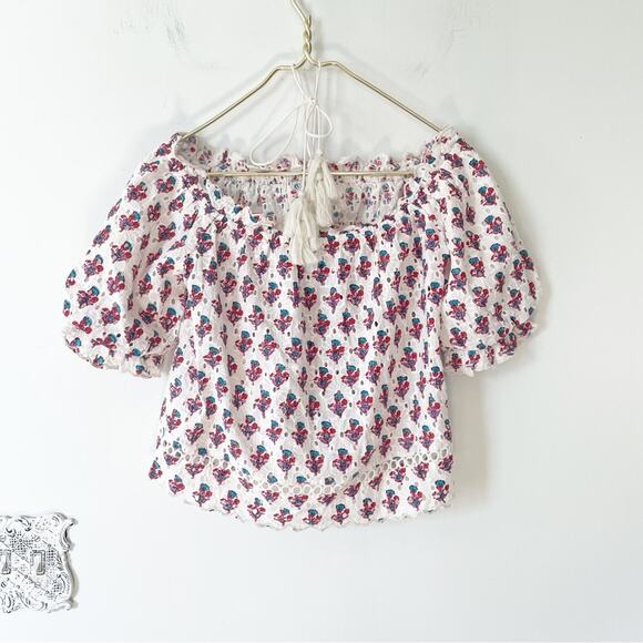 Saylor Renada Floral Eyelet Tassel Halter Off The Shoulder Top S - Picture 9 of 12